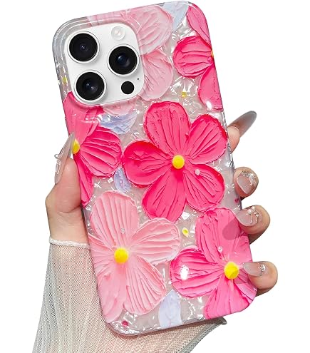 Amazon.com: Qokey for iPhone 16 Pro Floral Case, Sparkly Girly
