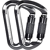 SEPEAK UIAA 30kN Climbing Carabiner Clips, Professional Heavy Duty Twist Locking Carabiners for Climbing,Mountaineering, Rappelling, Camping, Hiking, Swings, Large D Ring Hooks