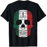 Sugar Skull Mexican Flag Cinco De Mayo Dia De Los Muertos T-Shirt