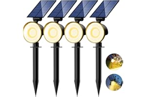 nipify 4 Pack Solar Lights Outdoor Waterproof, 53 LED Solar Spot Lights with 3 Modes Landscape Spotlights for Outside Garden Yard Trees, Warm White