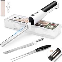 HK Electric Carving Knife for Meats, Poultry, Bread, Crafting Foam & More, Included Dual 304 Stainless Steel Blades, Fork, Fo