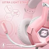 Ozeino Gaming Headset with Microphone Pink 50mm Drivers 3D Surround PS5 PS4 view 6