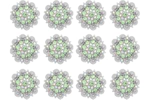 Berry Conchos with Screws Metal Flower Rhinestone Conchos 12 Pieces