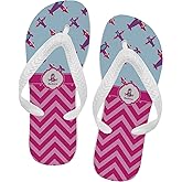 RNK Shops Personalized Airplane Theme - for Girls Flip Flops