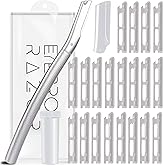 ANDIMEI Professional Dermaplaning Tool Set with 20 Replaceable Stainless Steel Blades, Face Exfoliation Razor for Peach Fuzz Removal, Eyebrow Shaping, All Skin Types (Silver-A)