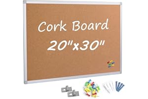 Board2by Cork Board Bulletin Board 20 x 30 Inches, Silver Aluminium Framed Corkboard, Office Board for Wall Cork, Large Wall Mounted Notice Pin Board
