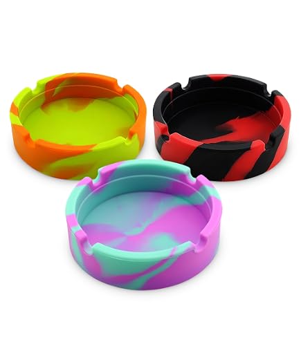Cendrier En Silicone Lumineux Rose - Incassable, Résiste à 230°C, Avec 4 Encoches Pour Cigarettes - 4