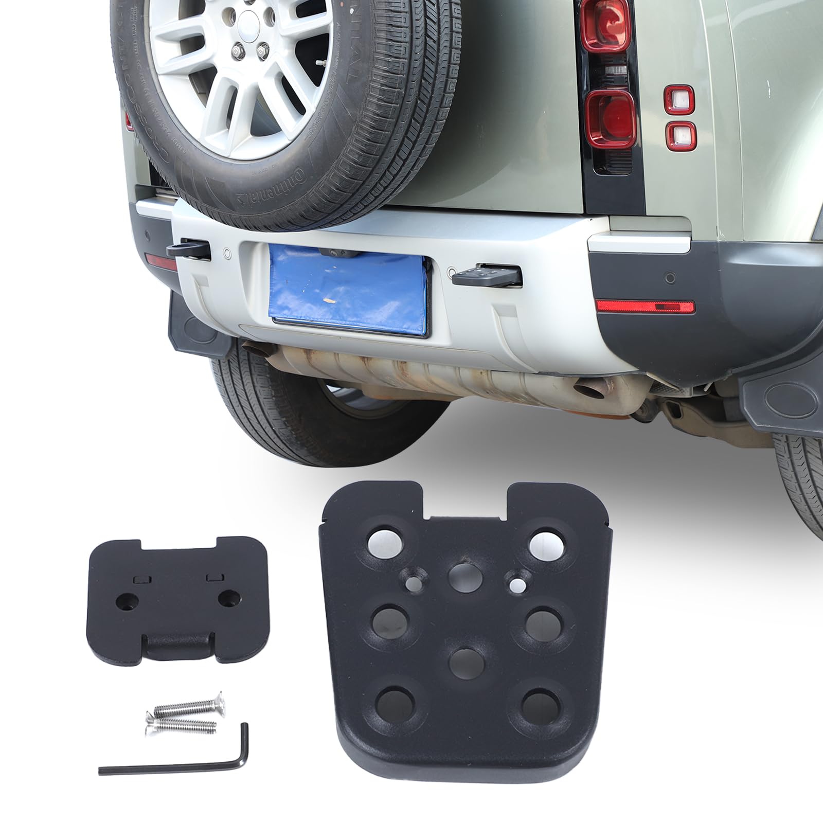 Photo 1 of Black Carbon Steel Car Rear Bumper Towing Hitch Steps Compatible with Land Rover Defender 90 110 130 2020-2025 Step Anti Slip Tow Bumper Step Guard Black Trailer Hitch Steps