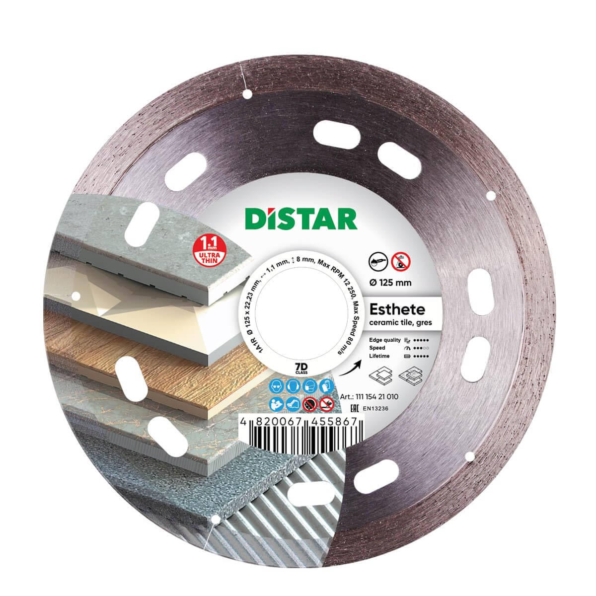 Distar Industrial Diamond Cutting Disc 125x1.1mm for Marble, Ceramic Tiles, Granite