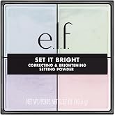 e.l.f. Set it Bright Powder Quad, Light | Brightening Loose Setting Powder, Bakes, Blurs &amp; Sets for Soft-Matte Radiance, Velvet Puff Included, Vegan &amp; Cruelty-Free