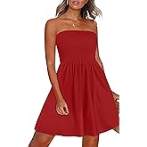 CHICGAL Summer Dresses for Women Beach Cover Ups Strapless Boho Floral Print Sundress