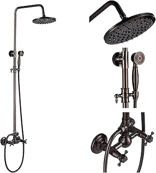 Juego de grifo de ducha con mezclador de 2 perillas para baño, cabeza