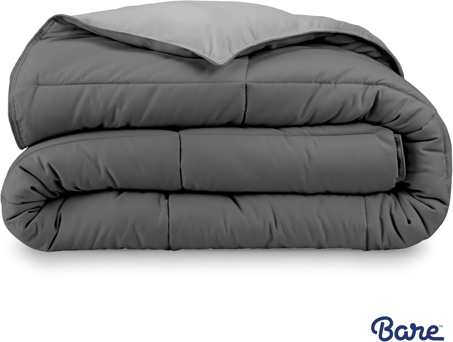 Bare Home Reversible Comforter - Twin/Twin Extra Long - Goose Down Alternative - Ultra-Soft - Premium 1800 Series - Hypoallergenic - All Season Breathable Warmth (Twin/Twin XL, Grey/Light Grey): Home & Kitchen