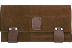 VOCOSTE Roll Up Scissors Bag, Durable & Foldable Salons Tool Pouch with Multi-Pockets, Hair Scissor Shears Cases for Hair Stylists, Brown