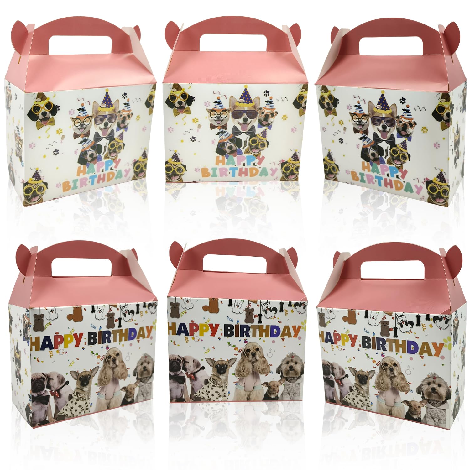 Photo 1 of 10Pcs Dog Theme Treat Gift Boxes with Handle Paper Candy Bags Cute Puppy Goodie Paper Gift Boxes with Tags for Birthday Adopt a Pet Dog Party Favors Supplies