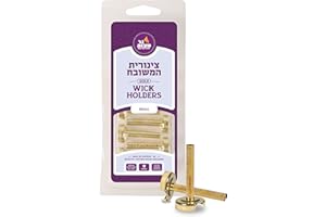 Ner Mitzvah Gold Wick Holder Set - 9 Small Holders and 50 Wicks - for Oil Cup Candle Lighting, Multipurpose - Tzinores