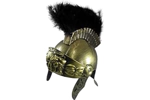NICKY BIGS NOVELTIES Roman Helmet with Red Fake Feather Plume - Greek Gladiator Costume Helmets - Trojan Legion Helmet, One Size
