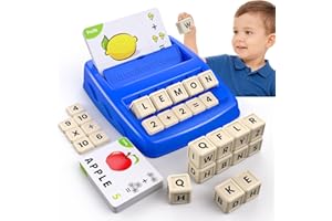 DEGIDEGI Educational Toys for Kids Ages 3-8, Matching Letter Spelling Math Game ABC Learning, Christmas Birthday Gifts Preschool& Kindergarten Kids for 3 4 5 6 7 8 Year Olds Boys and Girls Navy Blue