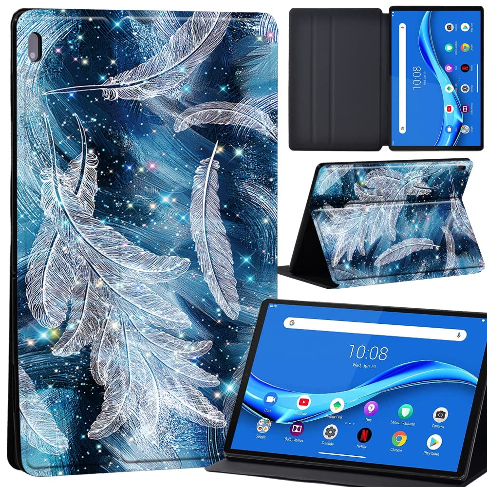Case For Lenovo Tab M10 FHD Plus 10.3 inch (TB-X606X TB-X606F) Leather Case with Auto Wake-up, Flip Case for Lenovo Tab M10 FHD Plus Cover (sparkling feather)