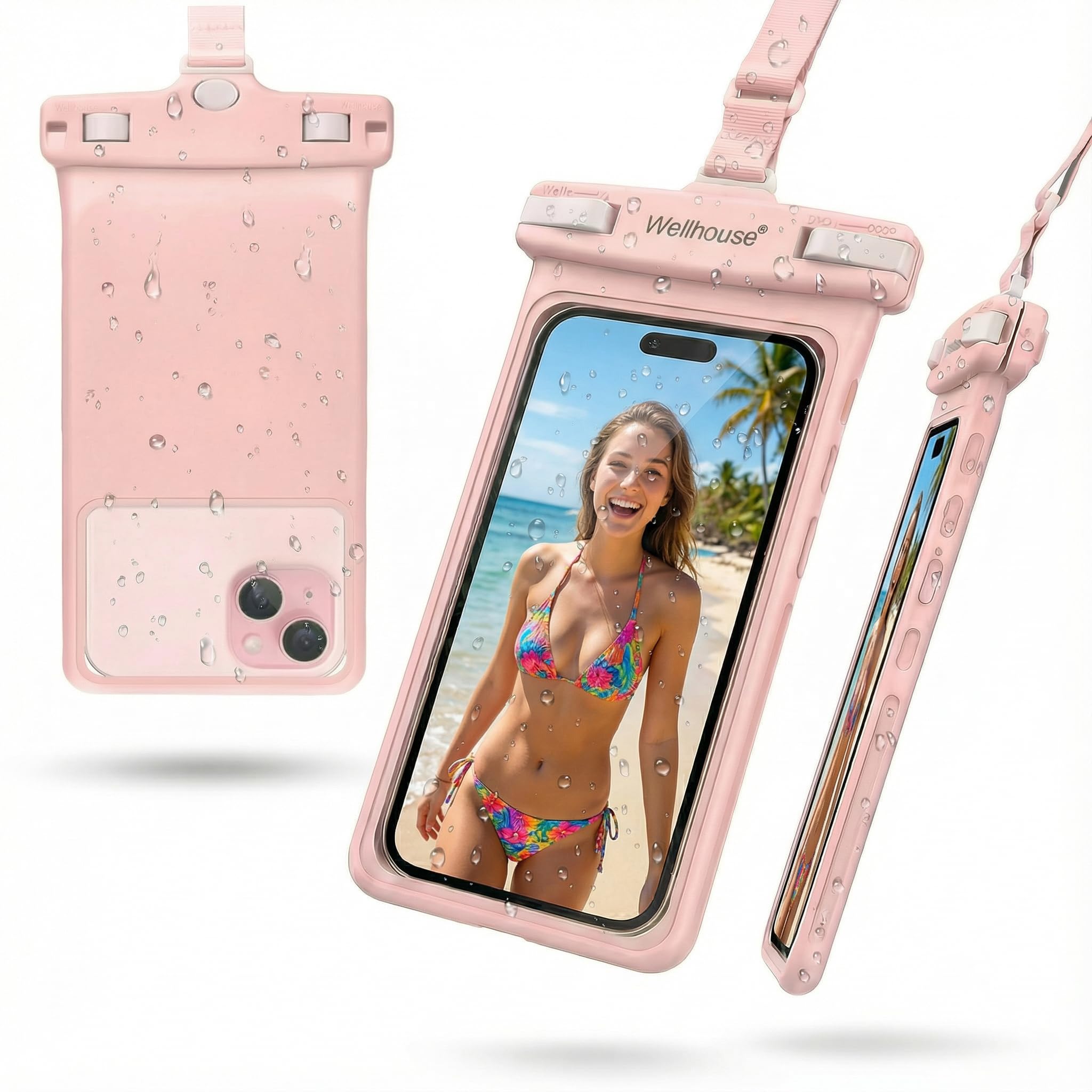 wellhouse 3D Waterproof Phone Pouch with Lanyard,Premium TPU100FT Deep Waterproof Phone Case for iPhone 17 16 15 14 13 12 Pro Max XS Samsung,Snorkeling, Surfing, Kayaking,Skiing,Hot Springs