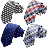 AUSKY Men's or Boys' Skinny Neckties, Slim Neck Ties Assorted Patterns and Colors, Set of 4