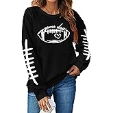 LHBNK Game Day Sweatshirts for Women Football Sweatshirts Funny Football Graphic Crewneck Long Sleeve Pullover Tops