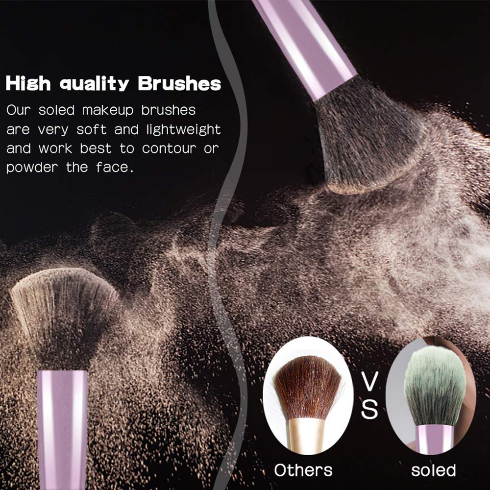 POYINRO Makeup Brushes, Makeup Brush Set, 10 PCS Premium Crystal Handle Synthetic Essential Cosmetics Brush Kit with Leather Bag for Face Powder Foundation Blending Blush Concealer Eye Shadow Brush: Beauty
