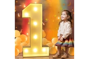 Ledido 3FT Marquee Numbers for 1st 18th Birthday Decorations, Light Up Numbers for Balloons Number 1, Marquee Light Up Letters Pre-Cut Foam Board Kit Number 1