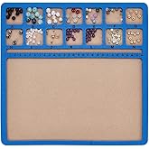 BENECREAT Blue Bead Mat, 11.8x11.8 Inch Rectangle Felt Bead Design Board with Scales and 14 Grids, Beads Tray for Jewelry Making, Beading Supplies