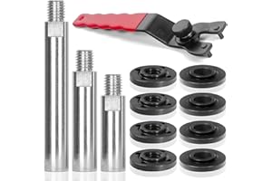 POMSARE 12PCS Angle Grinder Attachments Kit with Flange Nuts, Angle Grinder Extension Connecting Shaft Rod with 5/8-11 Thread, Universal Adjustable Spanner Wrench Set for DeWalt Milwaukee Makita Grinder Tools