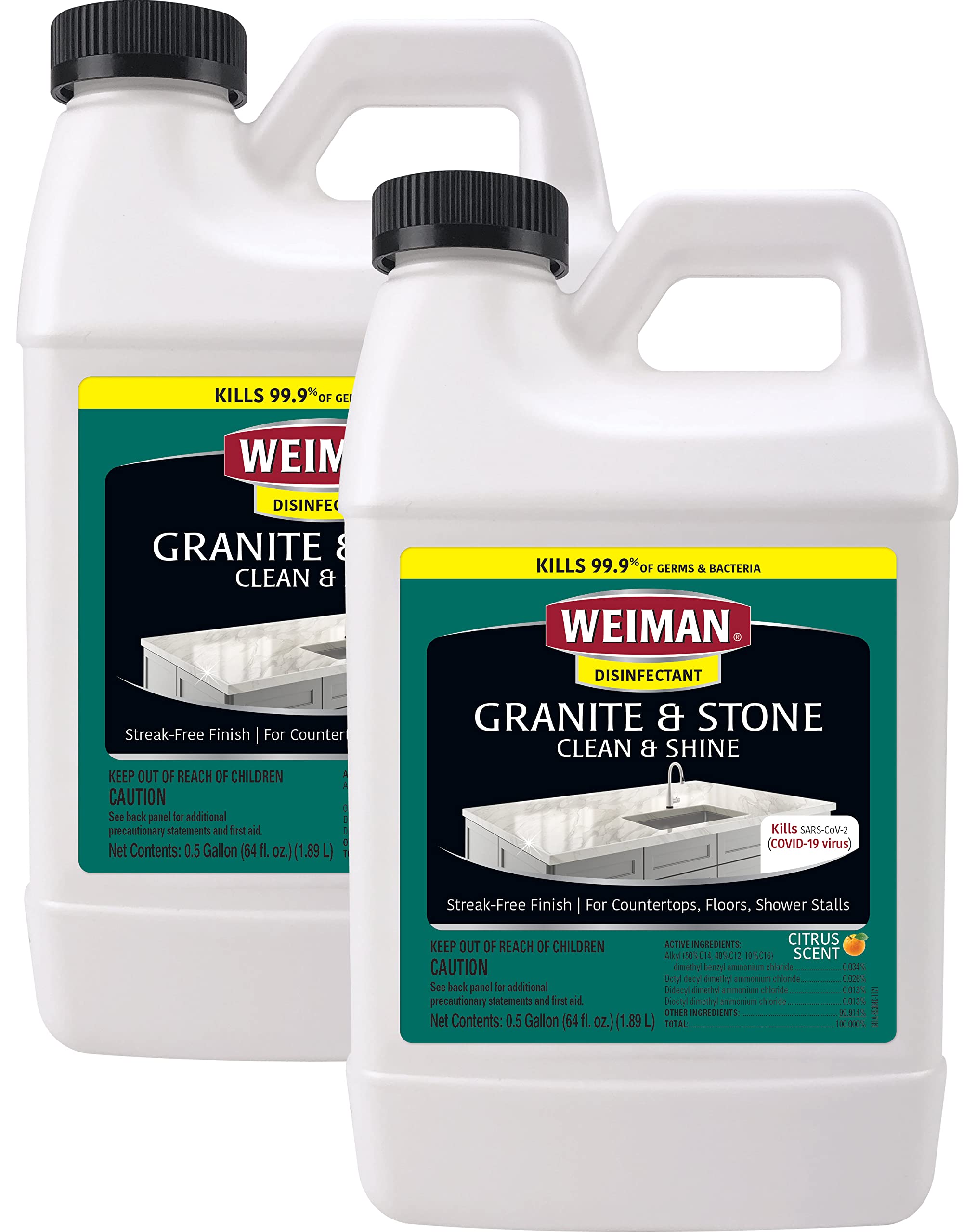Weiman Disinfecting Granite Cleaner and Polish 64 Ounce (2 Pack