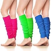 PT Haahoos Leg Warmers 80s Women, 3 Pairs Knit Neon Leg Warmer, Women's Leg Warmers Accessories for Dance Party Sports Yoga