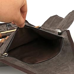 TOURBON Waxed Canvas Tool Roll Up Bag, 25-Pocket