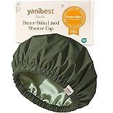 Yanibest Shower Cap for Women Reusable Waterproof,Satin Lined Bath Cap with Soft Elastic Band,Large Washable Hair Caps for Shower
