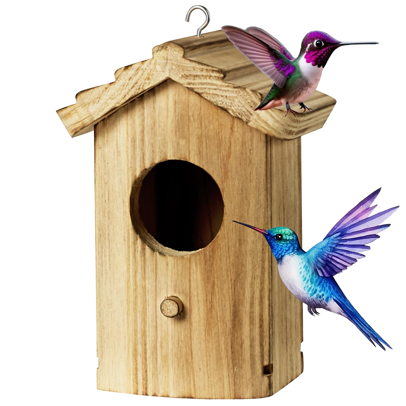 Photo 1 of CLACKIBUKVYZ Hanging Hummingbird House for Outdoors, Wooden Mini Bird House, Durable Nesting Box for Hummingbird, Weather-Resistant Hummingbird House (Dimensions 5.9 * 3.7 * 4.1 inch)