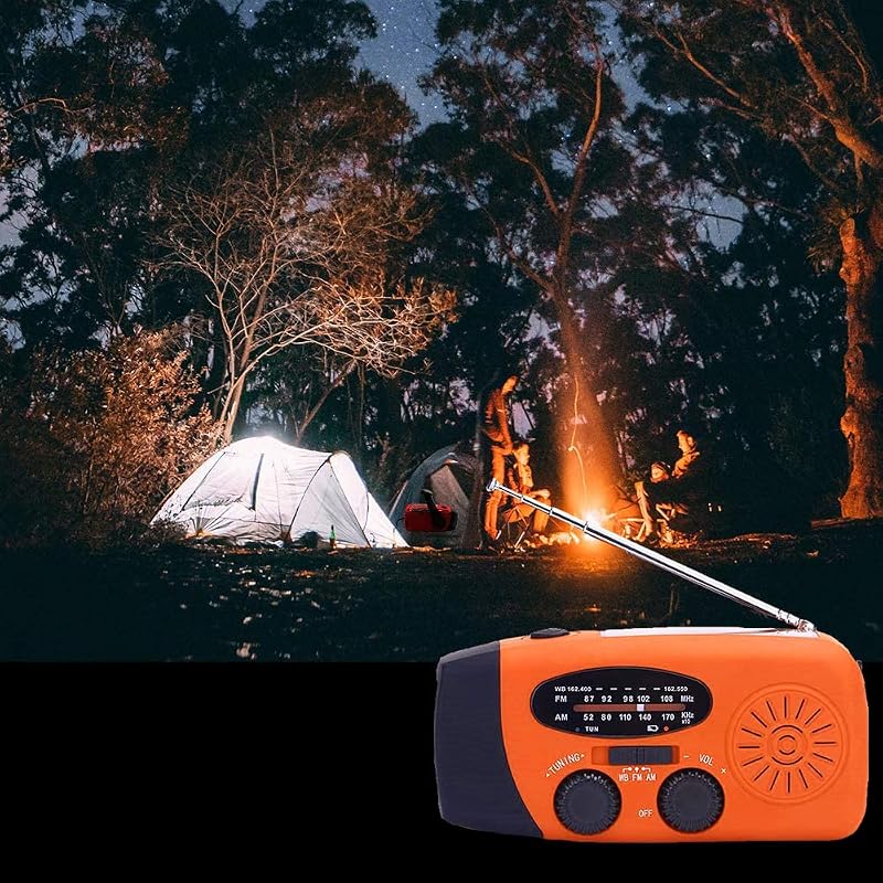 Solar Radio, Tragbar Kurbelradio Dynamo Radio mit AM/FM, Notfall Radio mit Kurbel, 2000mAh Wiederaufladbare Powerbank,LED Taschenlampe,USB-Handy-Lader für Camping Ourdoor orangefarben