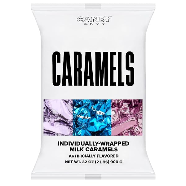 CANDY ENVY – INDIVIDUALLY WRAPPED CARAMELS – MERMAID COLOR WRAPPERS – 2 POUND BULK MERMAID PARTY DECORATION