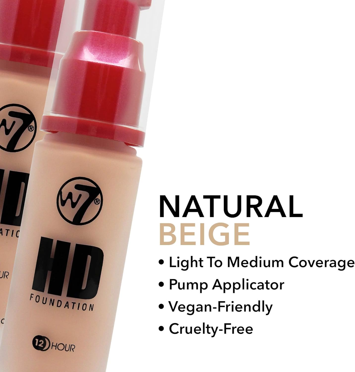 W7 HD Foundation - Oil-Free Liquid Foundation for Poreless Matte Medium Coverage - 30ml (Natural Beige), 30 ml (Pack of 1) - Image 4