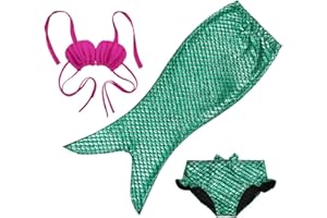 TFJH E 3PCS Kids Girls Swimsuit Bathing Suits Bikini Fish Tail Set 3-10Years