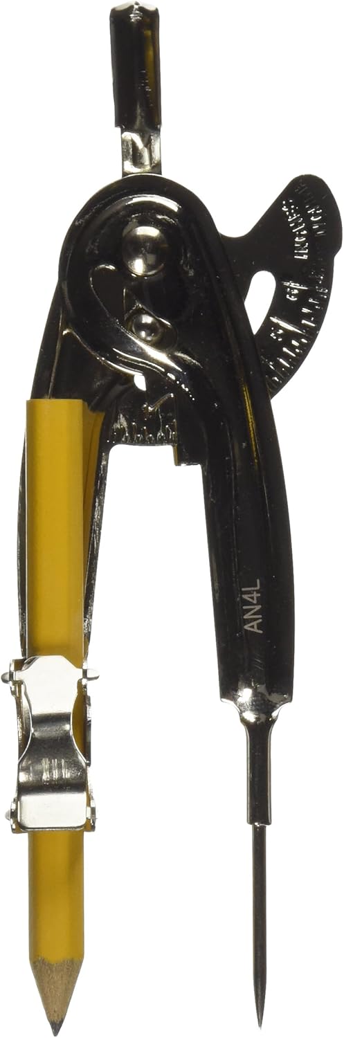 Westcott Metal Ball Bearing Compass with Pencil, Nickel Plated : Geometry Compasses : Office Products