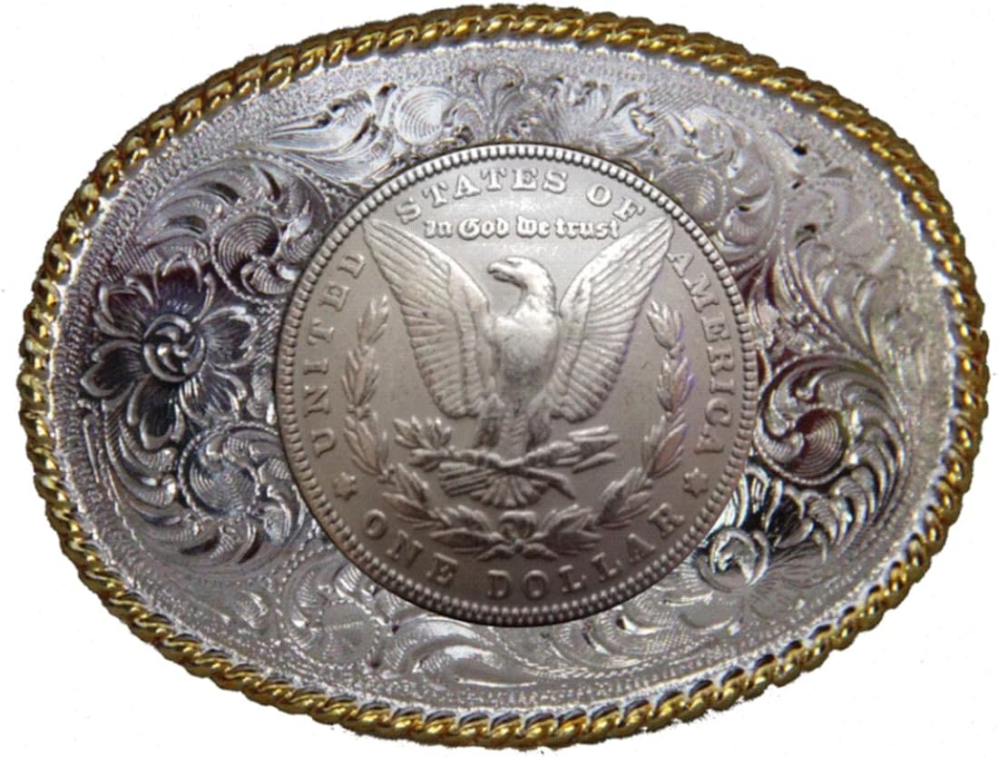 GENUINE TEXAS BRAND Silver Dollar Concho Belt Buckle