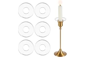 Willceka Candle Wax Catcher Set, 6 Pack Clear Round Glass Bobeches for Taper Candlestick Holders, Candle Drip Protecto (Clear, Round)