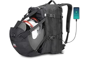 KEMIMOTO Motorcycle Helmet Backpack, 37L Large Capacity Helmet Bag with USB Charging Port, Riding Commuting Backpack for Men