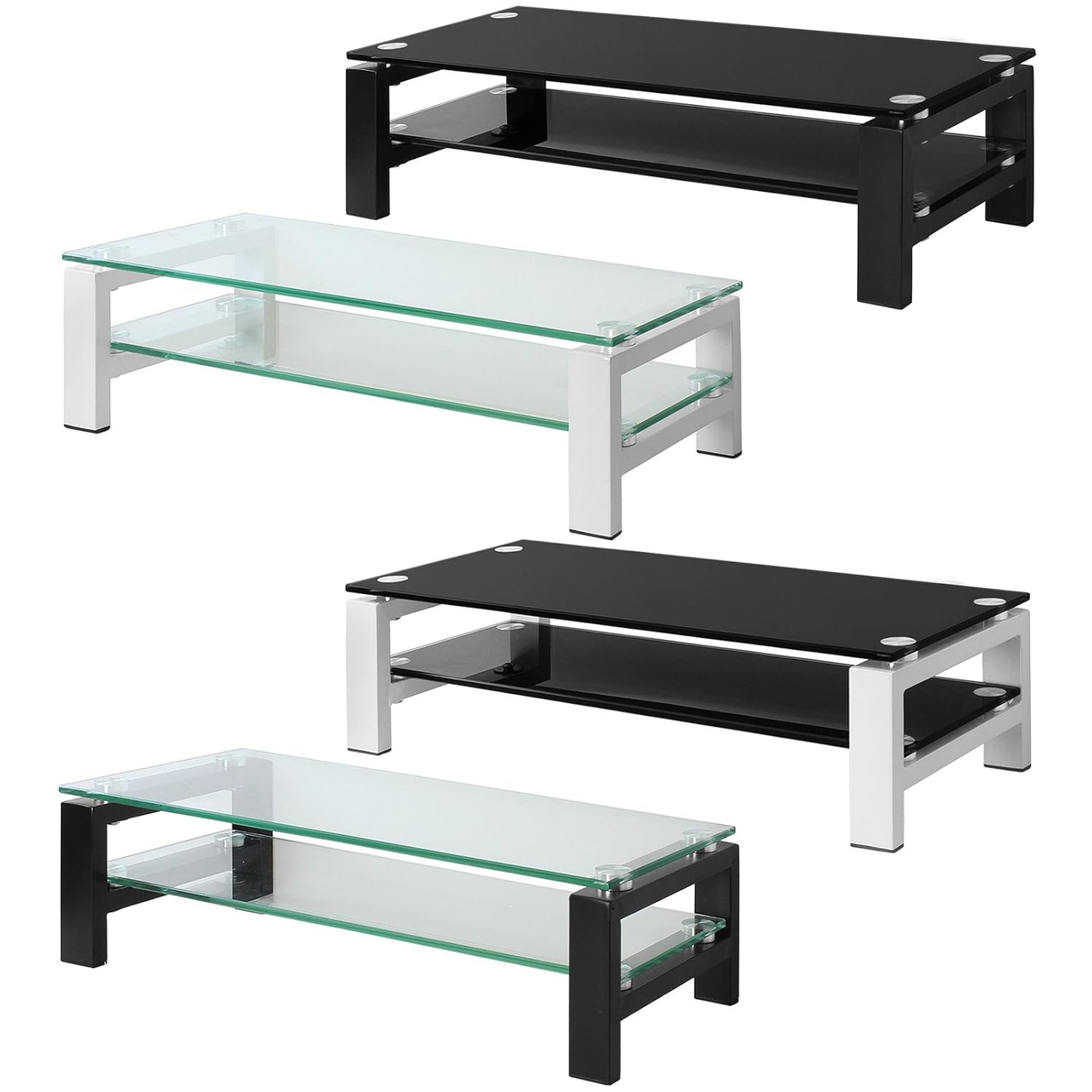 Hartleys 60cm 2 Tier Glass TV Monitor Riser Shelf Choice of Colour