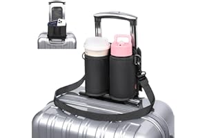 Desing Wish Luggage Cup Holder for Suitcases with Shoulder Strap Suitcase Cup Holder for Travel Luggage Drink Holder for Coffee Cups/Water Bottles/Soda Cans (Black)