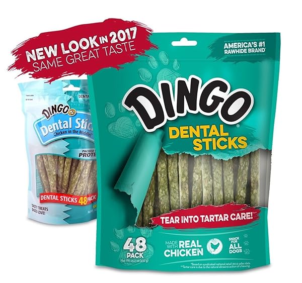 DINGO DENTAL STICKS 48 COUNT, NATURAL CHEWING ACTION HELPS CLEAN TEETH