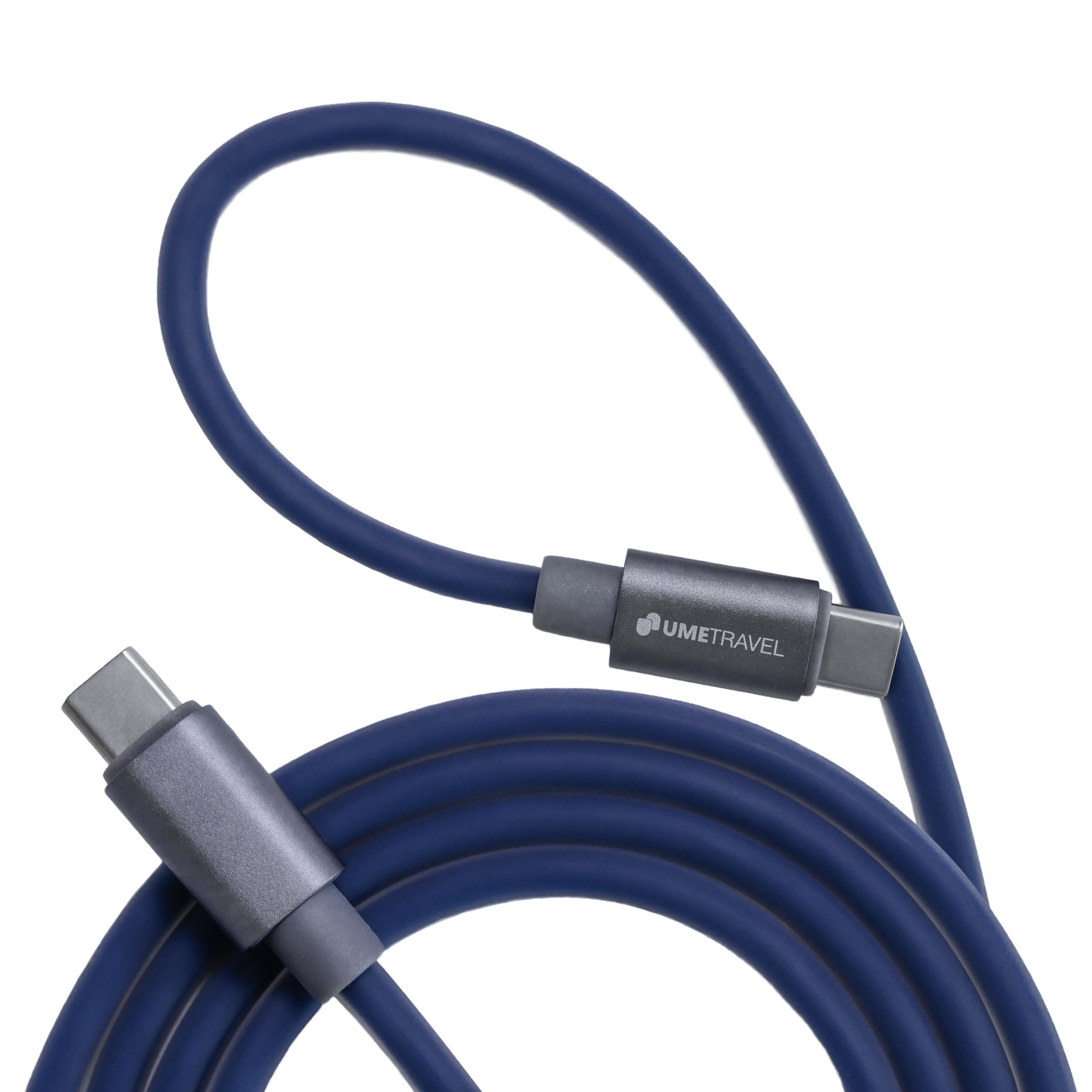 Photo 1 of UMETRAVEL USB C to USB C Flow Cord, Soft Silicone, Crystal Semitransparent, 60W Fast Charging for iPhone 16 Series, MacBook and More (USB2.0, 3.3ft, Crystal Blue)