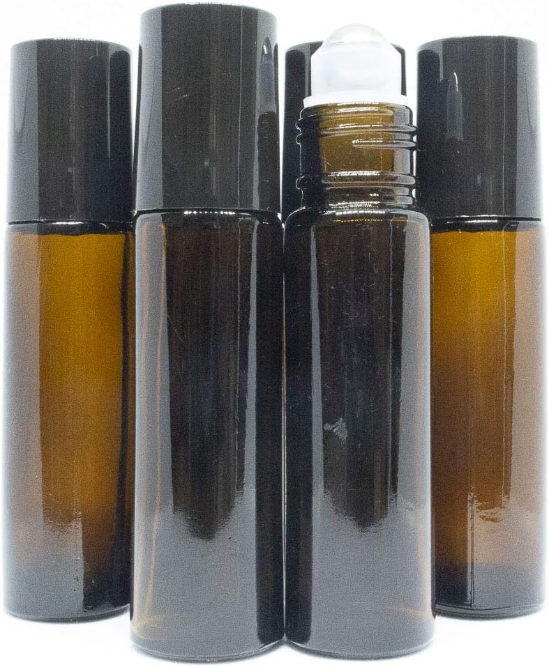 10 Pack 10ml Essential Oils Roller Bottles Amber Glass Roll on Bottles with Stainless Steel Roller Balls Perfect for Fragrance, Lotion, Essential Oils, Mosquito Repellent Liquid, doTERRA, Young Living