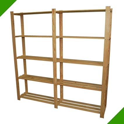 170 x 170 x 28 cm 5 Böden doppeltes Holzregal Ordnerregal Aktenregal Allzweckregal Büroregal Ordnerregal Lagerregal aus Holz Kellerregal Standregal Bücherregal Wandregal