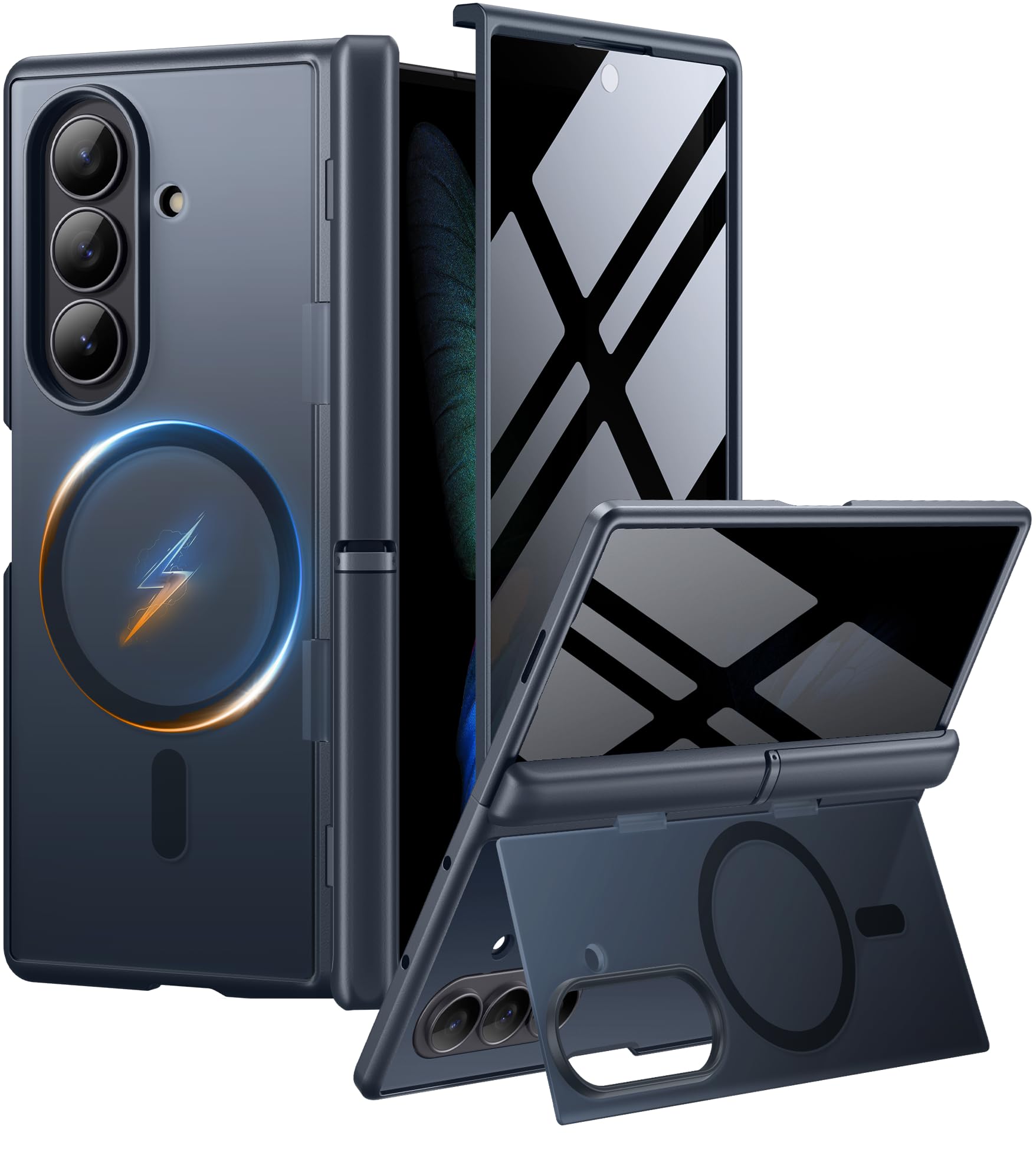 Photo 1 of MOBOSI for Samsung Galaxy Z Fold 7 Case with Privacy Screen Protector, [Compatible with Magsafe], [Built-in Kickstand & Full Body Hinge Protection] Magnetic Slim Phone Case for Z Fold7, Jet Black